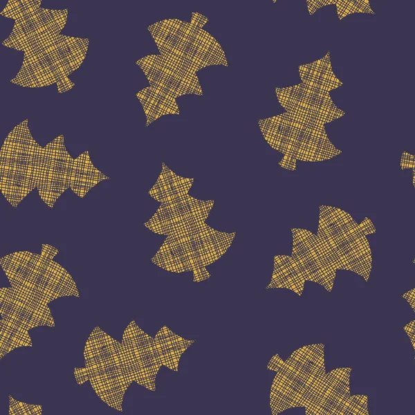 Gri, mavi arka planda altın desenli Noel ağaçları. Kış tatili kusursuz, tekrarla. Paketleme, duvar kağıdı ve Noel süslemesi için mükemmel..