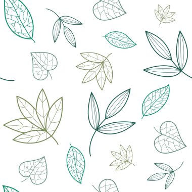 Green, white leaves floral seamless pattern. Great for modern wallpaper, backgrounds, invitations, packaging design projects. Surface pattern design. Vector. clipart