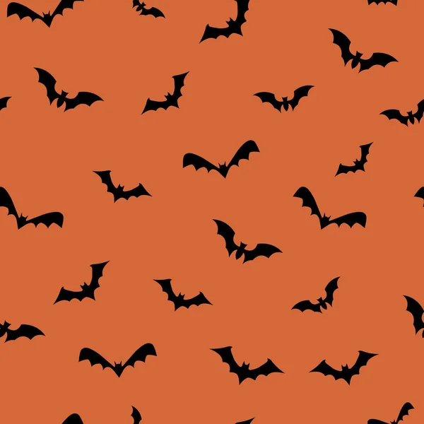 Bats Seamless Repeat Pattern October Holidays Orange Background Vector Illustration — Stock Vector