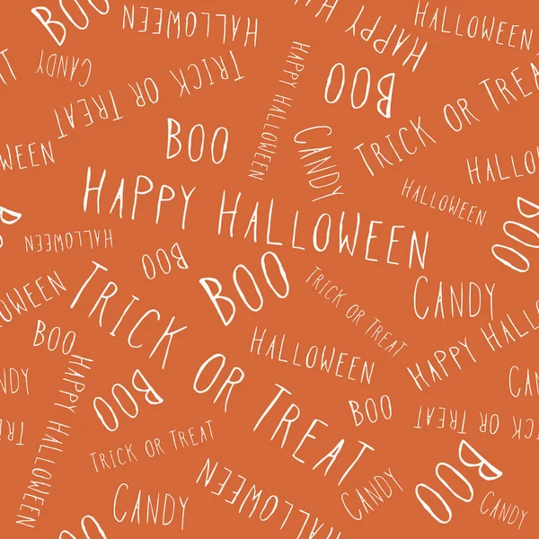 Halloween Hand Lettering Handwritten Seamless Repeat Pattern White Orange Background ベクターグラフィックス