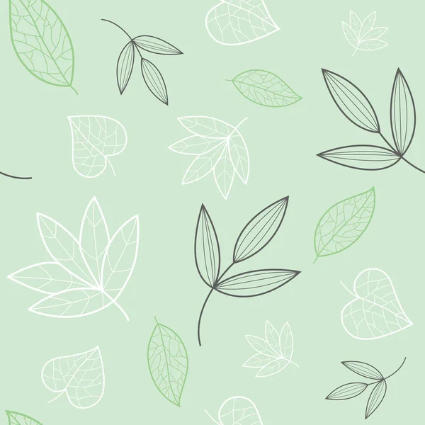 Green White Grey Leaves Texture Vector Seamless Pattern Great Spring ロイヤリティフリーストックベクター