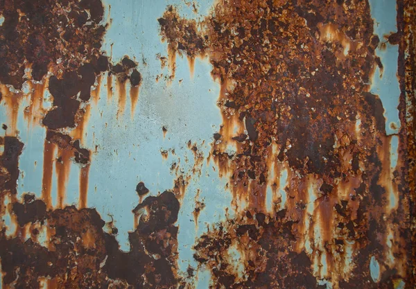 Texture of old rusty iron with peeling paint — Stok fotoğraf