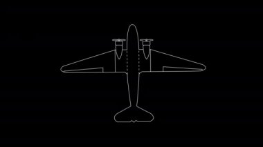 Animasyon Douglas Dc-3 Uçak Çizimi Çizim ve Sinekler 4k ve Hd 'de