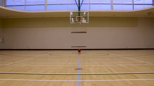 ボールでバスケットボールコートを傾ける — ストック動画