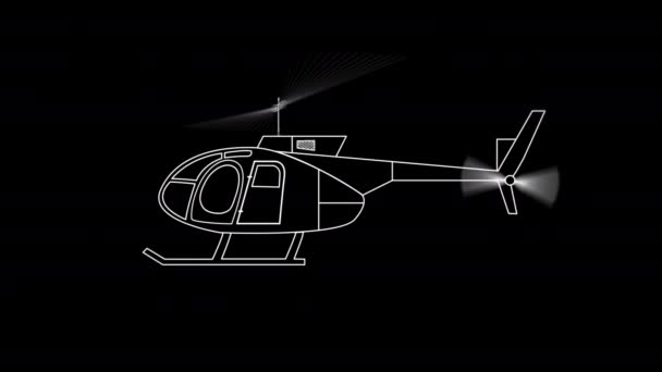 Disegni Mosche Animate Little Bird Helicopter Outline — Video Stock