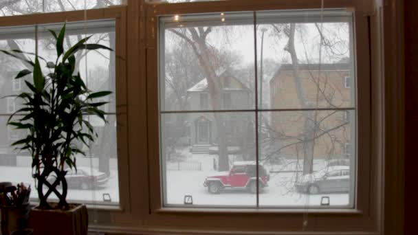 Blizzard Street Window Stock Footage