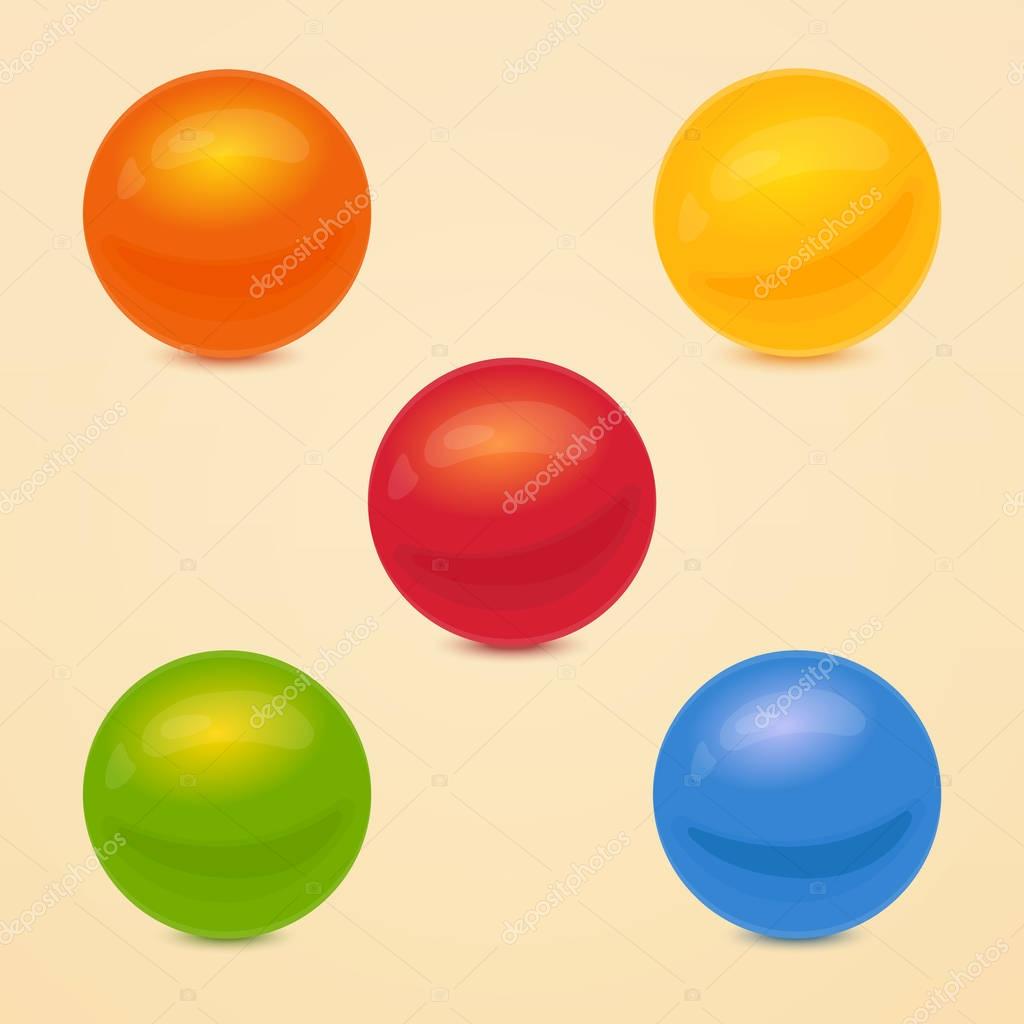 A set of spheres of different colors, for your design. Vector illustration