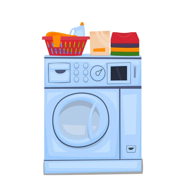 Automatyczna pralka do prania. Ilustracja wektorowa. — Wektor stockowy