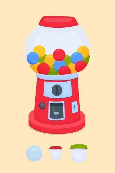 Distributeur automatique pour la vente de gomme à mâcher, boules, jouets. Gumball machine. Illustration vectorielle — Image vectorielle