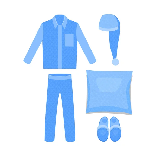 Set per dormire: pigiama, cuscino, berretto, pantofole. Illustrazione del cartone animato vettoriale Vettoriale Stock