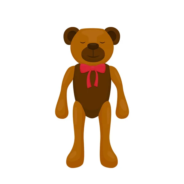 Un orsacchiotto giocattolo addormentato con un fiocco rosso. Illustrazione vettoriale Illustrazioni Stock Royalty Free
