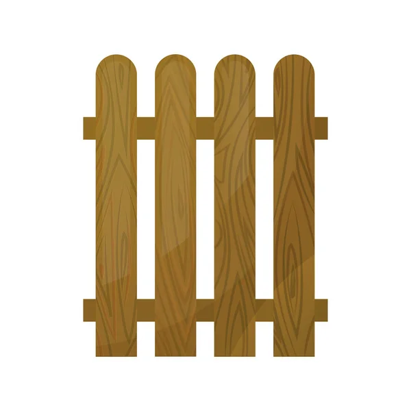 Natural Wooden Fence, from individual planks, isolated fence against white background in cardboard style. vector illustration. — Stock Vector