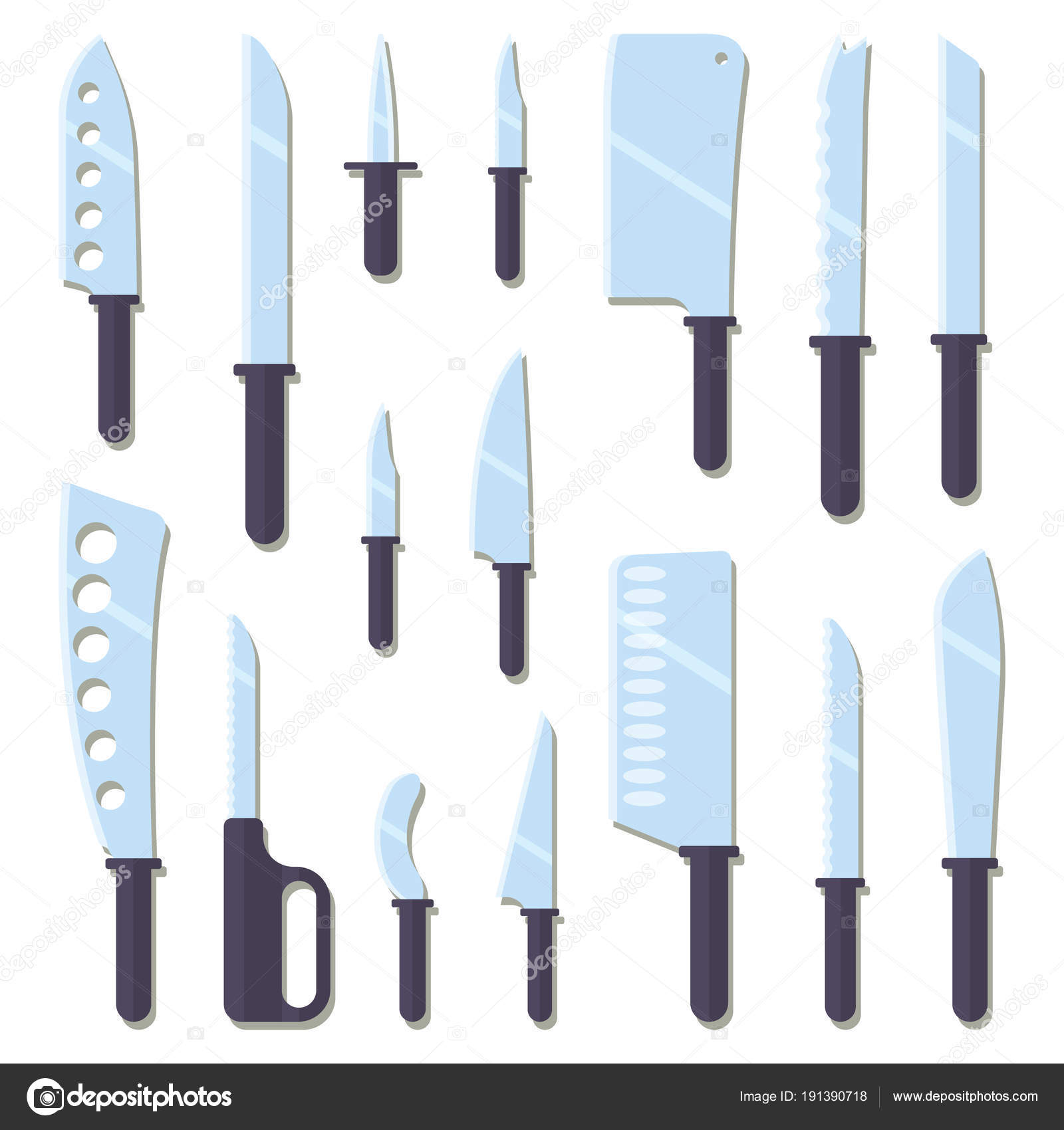 A Set Of Kitchen Knives For Cooking Various Products Vector Illustration In Flat Style Vector Image By Zsmart Vector Stock 191390718