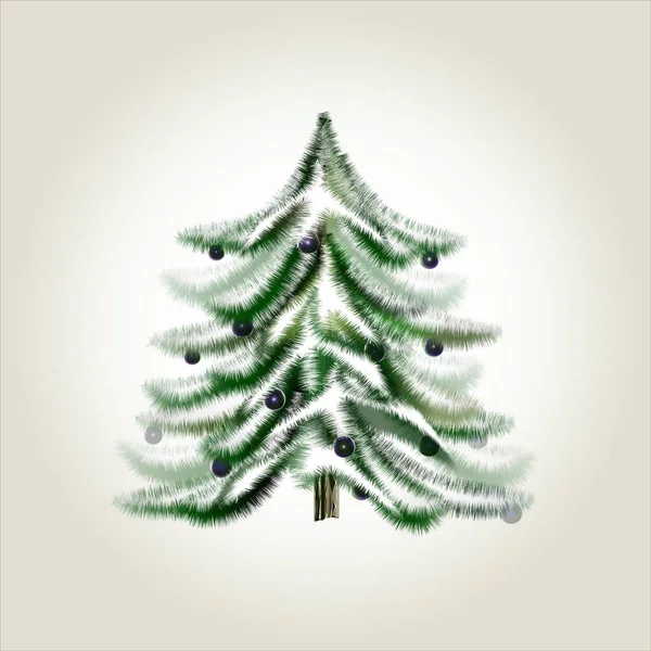 Lucfenyő Illusztráció Elszigetelt Karácsonyfa Golyókkal Gyönyörű Bolyhos Fenyő Alatt Fehér — Stock Fotó