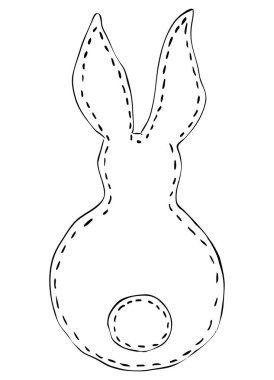 Beyaz arka planda tüylü kuyruğu olan dekoratif bir tavşanın izole edilmiş elementi. Vektör illüstrasyonu