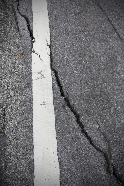 Road surface crack is dangerous — Stock Photo, Image