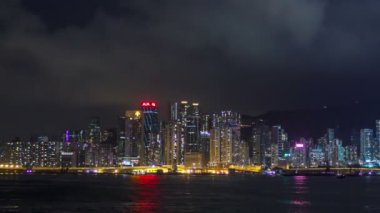 Hong Kong - Kasım 2015: Gece cityscape Timelapse Hong Kong