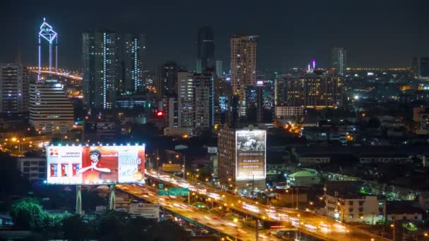 Droga ekspresowa w mieście Bangkok. Upływ czasu nocy — Wideo stockowe