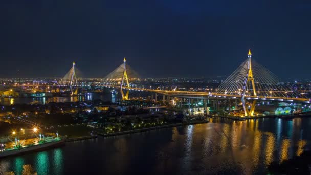 Time lapse the Bhumibol Bridge also known as the Industrial Ring Road-original size 4k (4096x2304) — Stock Video