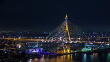 Zaman atlamalı Bhumibol köprü olarak da bilinen endüstriyel çevre yolu-orijinal boyutu 4k (4096 x 2304)
