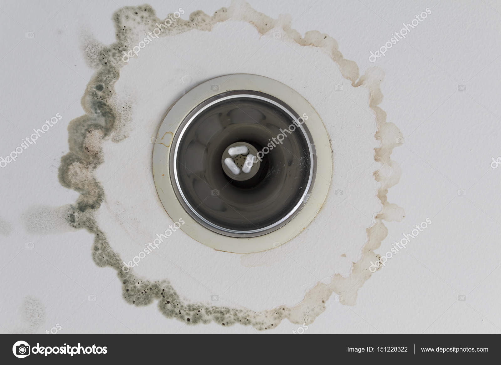 Water Leaking From Ceiling Make Damaged Lamp Stock Photo