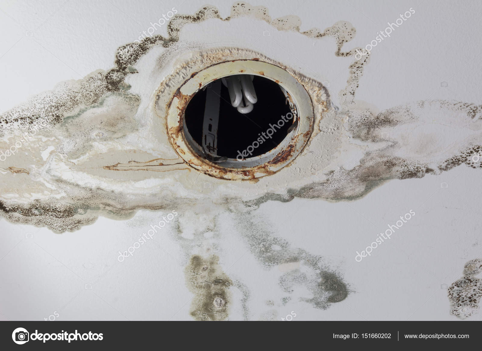 Water Leaking From Ceiling Make Damaged Lamp Stock Photo