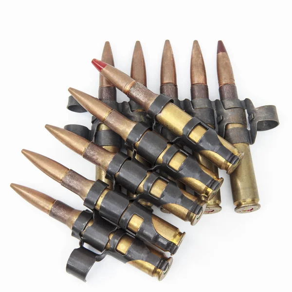 Rifle bullets on a white background — Stock Photo, Image