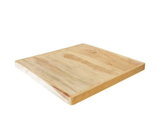 Tampo de mesa de madeira no fundo branco — Fotografia de Stock