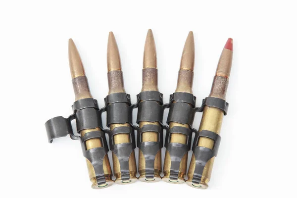 Rifle bullets on a white background — Stock Photo, Image