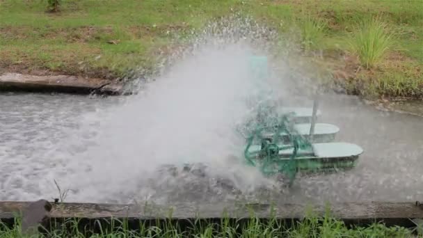 涡轮，以增加水中的氧气 — 图库视频影像
