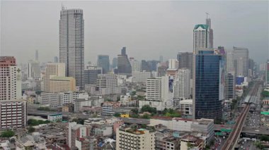 Bangkok Tayland kentsel manzara panoramik manzaralı. Zaman atlamalı