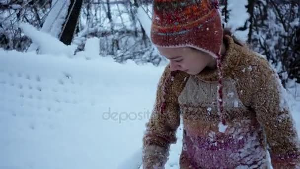 Porträt Eines Winterjungen Der Der Nähe Einer Hängematte Spielt Das — Stockvideo