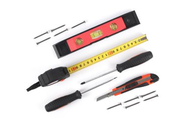 Beyaz arka plan vida sürücü metre kerpeten cutte Araçlar