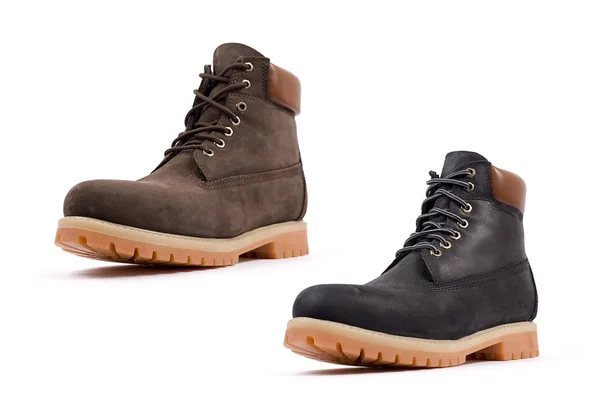 Gros Plan Belles Confortables Chaussures Hiver Hommes Isolées Sur Fond — Photo