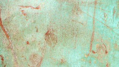 Renkli paslı metal levha. Eski grunge metal dokusu veya arka gruplama