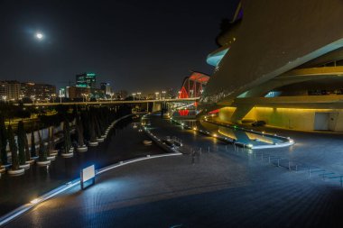 Gece yürüyüşü. Sanat ve Bilim Şehri 'nde. Valencia İspanya. 21 02 2019