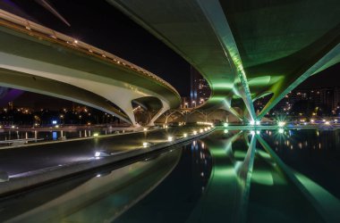 Gece yürüyüşü. Sanat ve Bilim Şehri 'nde. Valencia İspanya. 21 02 2019