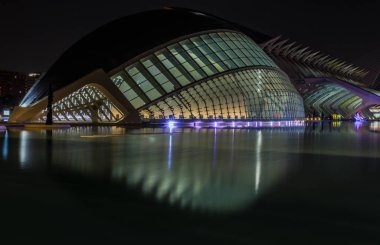 Gece yürüyüşü. Sanat ve Bilim Şehri 'nde. Valencia İspanya. 21 02 2019