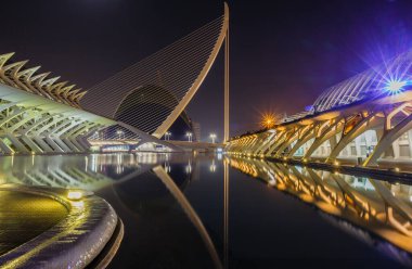 Gece yürüyüşü. Sanat ve Bilim Şehri 'nde. Valencia İspanya. 21 02 2019