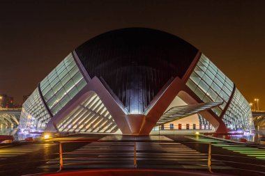 Gece yürüyüşü. Sanat ve Bilim Şehri 'nde. Valencia İspanya. 21 02 2019