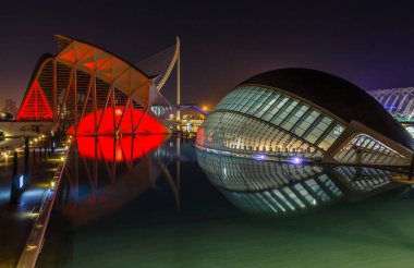 Gece yürüyüşü. Sanat ve Bilim Şehri 'nde. Valencia İspanya. 21 02 2019