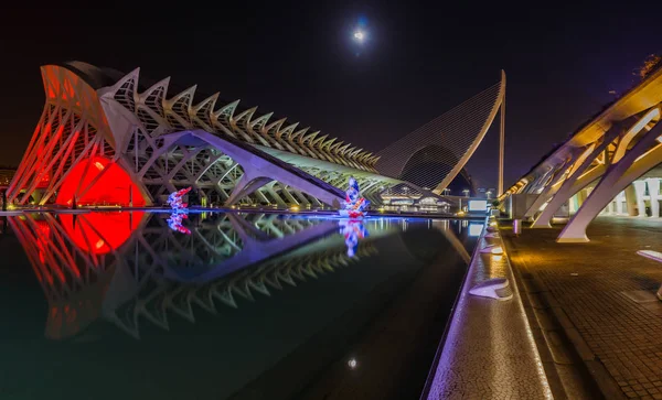 Paseo nocturno. Ciudad de las Artes y las Ciencias. Valencia España. 21 02 2019 — Foto de Stock