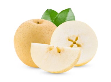 Beyaz arka planda izole edilmiş sarı armut meyvesi