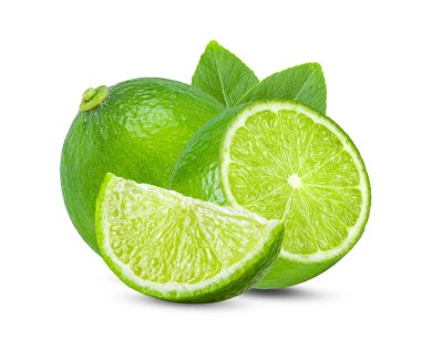 beyaz arkaplanda yapraklı kireç