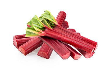 Rubarb beyaz bir arka planda saplanır.