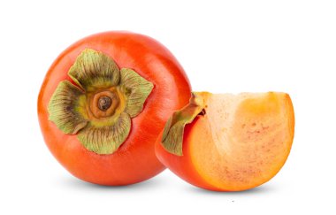 Beyaz arka planda izole edilmiş taze olgun hurmalar. tam alan derinliği