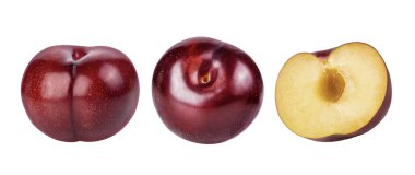 Beyaz arka planda kırmızı kiraz eriği izole edilmiş. tam alan derinliği