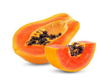 Olgun papaya beyaz arka planda izole edilmiş. tam alan derinliği