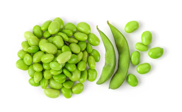 Soy beans isolated on white background. top view — Stock Photo, Image