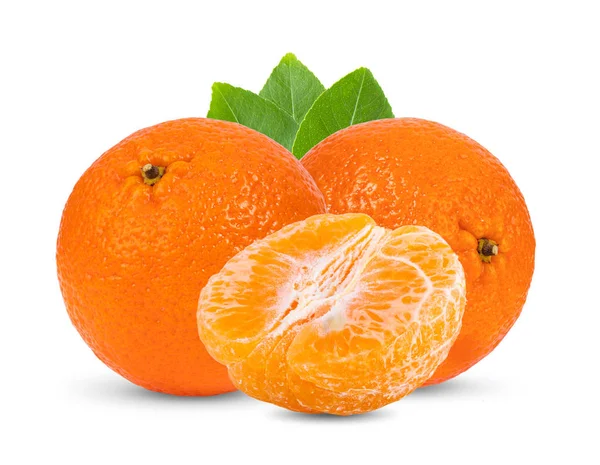 Mandarin Tangerine Citrus Плоди Листом Ізольовані Білому Тлі — стокове фото